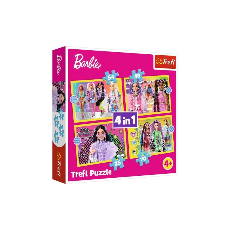 Dėlionė – 4 viename (35, 48, 54, 70) – Linksmasis Barbės pasaulis – Trefl 34626 · 1