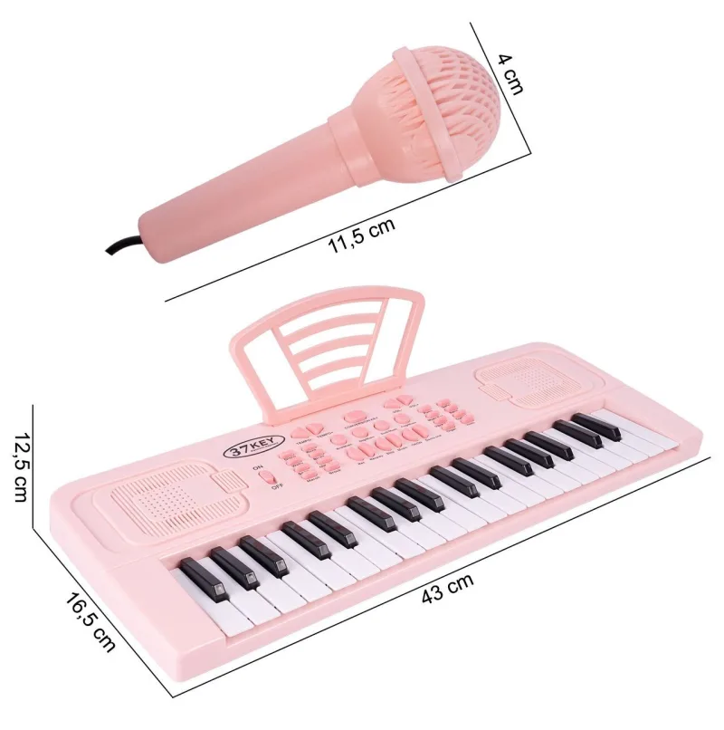 Vaikiškas pianinas su mikrofonu, 37 klavišai · 2