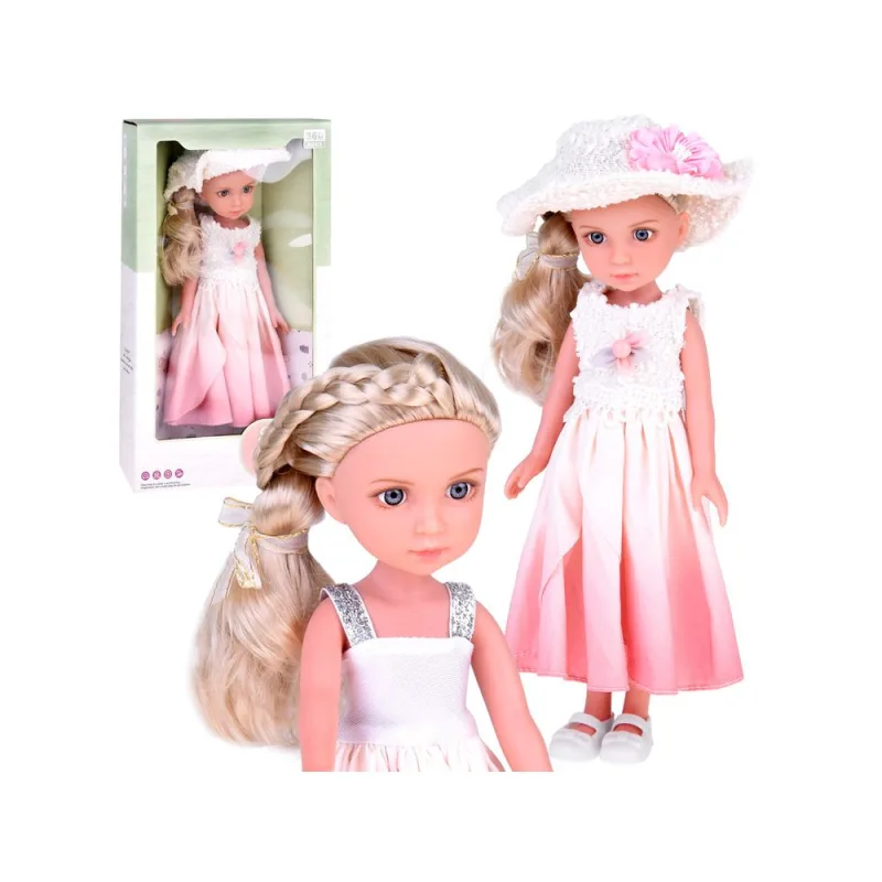 Elegantiška lėlė su skrybėlaite ir ilgais blond plaukais ZA5314 · 1