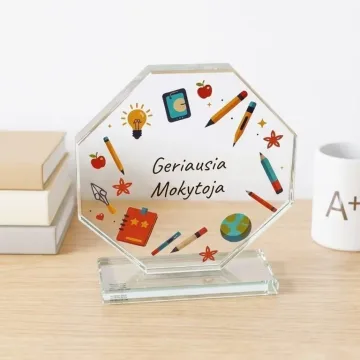 Stiklinis apdovanojimas „Geriausia Mokytoja“