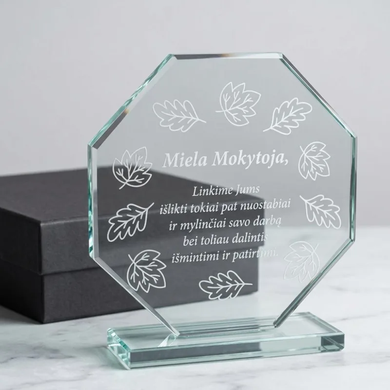 Stiklinis apdovanojimas „Mielai Mokytojai“