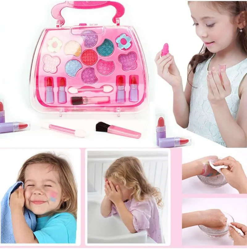 Vaikiškas makiažo rinkinys rankinėje · 2