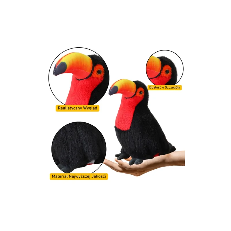 Pliušinis tukanas paukštis pliušinis talismanas raudonas 30cm · 2