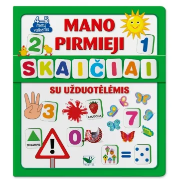 Mano pirmieji skaičiai SU UŽDUOTĖLĖMIS 4-5m.v.(knyga su 64 putplasčio kortelėmis)