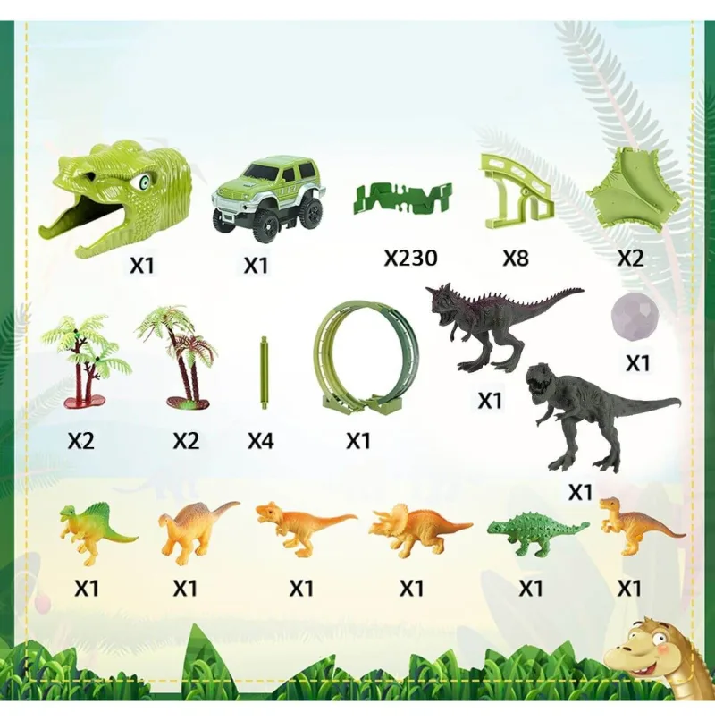 Žaislinė didelė automobilių trasa Dinozaurų parkas, 260 el. · 2