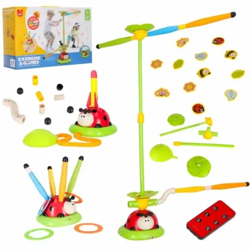Interaktyvus sportinis žaidimas besisukantis stulpas Ladybird target throw 5in1