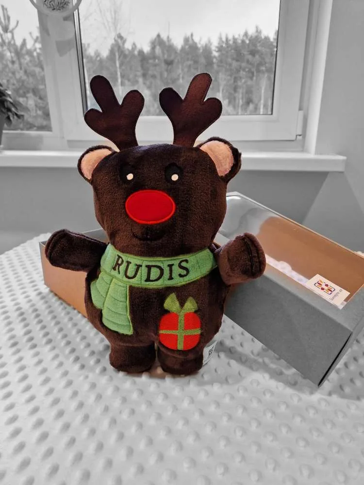 Siuvinėtas elnias rudis, 25 cm, personalizuota dovana dėžutėje🎁