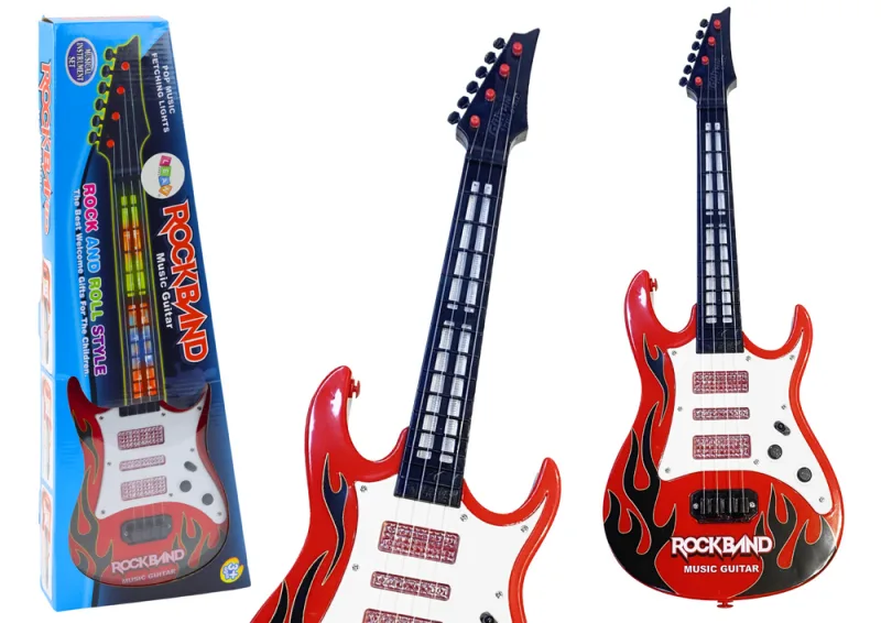 Raudona elektrinė gitara vaikams su šviesomis ir melodijomis · 1