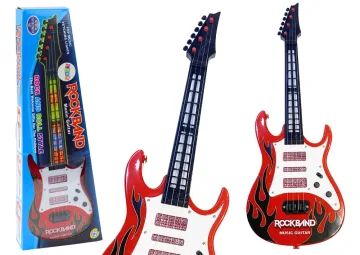 Raudona elektrinė gitara vaikams su šviesomis ir melodijomis