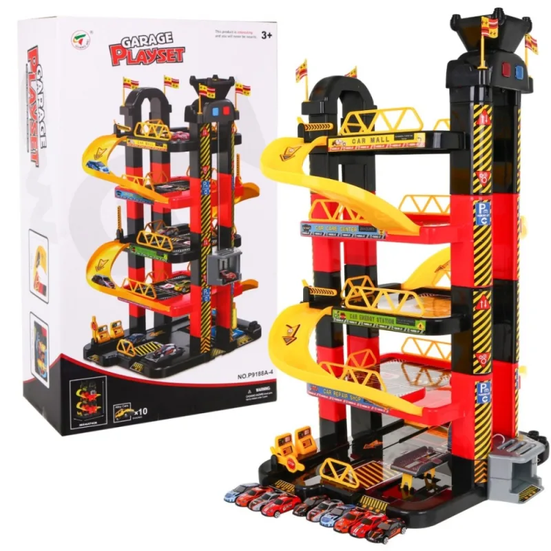 5 lygių vaikų automobilių stovėjimo aikštelė 3+ judantis liftas + 10 žaislinių automobilių · 1