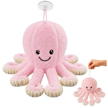 Pliušinis aštuonkojis su siurbtuku 16 cm, rožinis