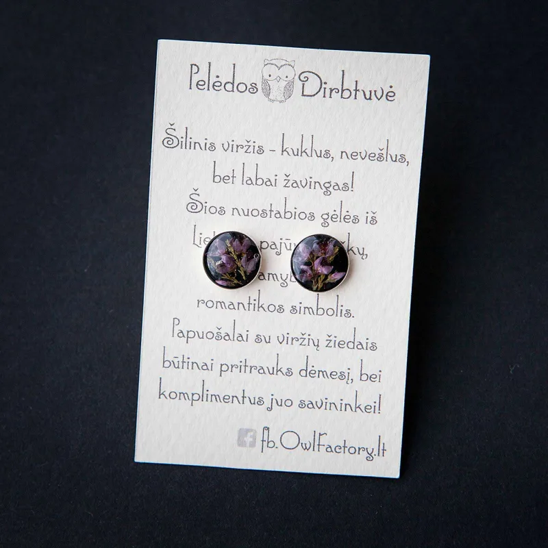 Sidabriniai auskarai „Šilinis Viržis“ (10mm)