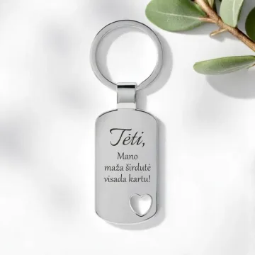 Metalinis raktų pakabukas su širdele „Tėti, mano maža širdutė visada kartu“
