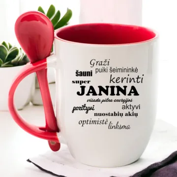 Puodelis su šaukšteliu „Janina“