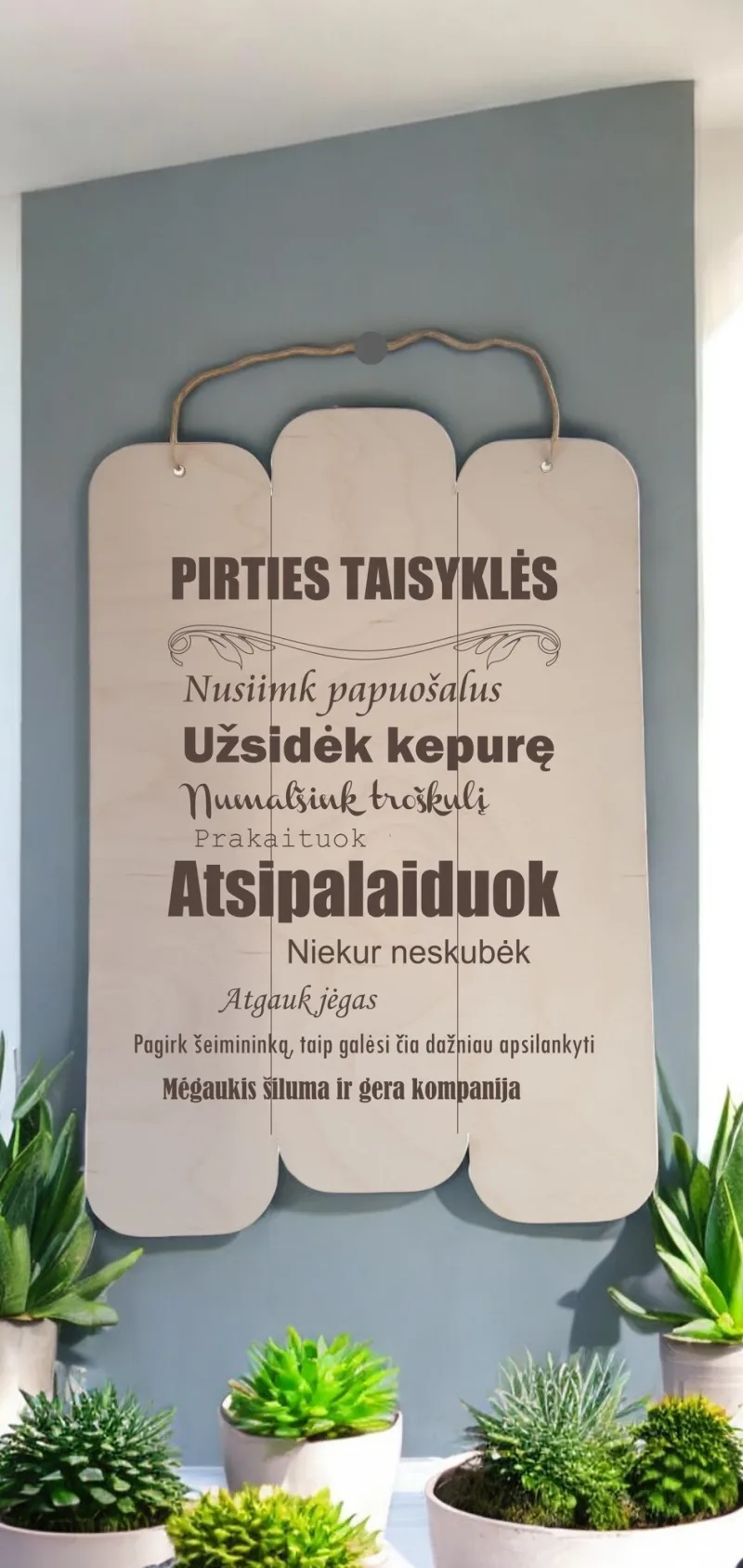 Graviruota, pakabinama lentelė „PIRTIES TAISYKLĖS“