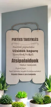 Graviruota, pakabinama lentelė „PIRTIES TAISYKLĖS“