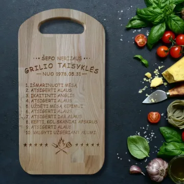 Medinė pjaustymo lentelė „Grilio taisyklės“