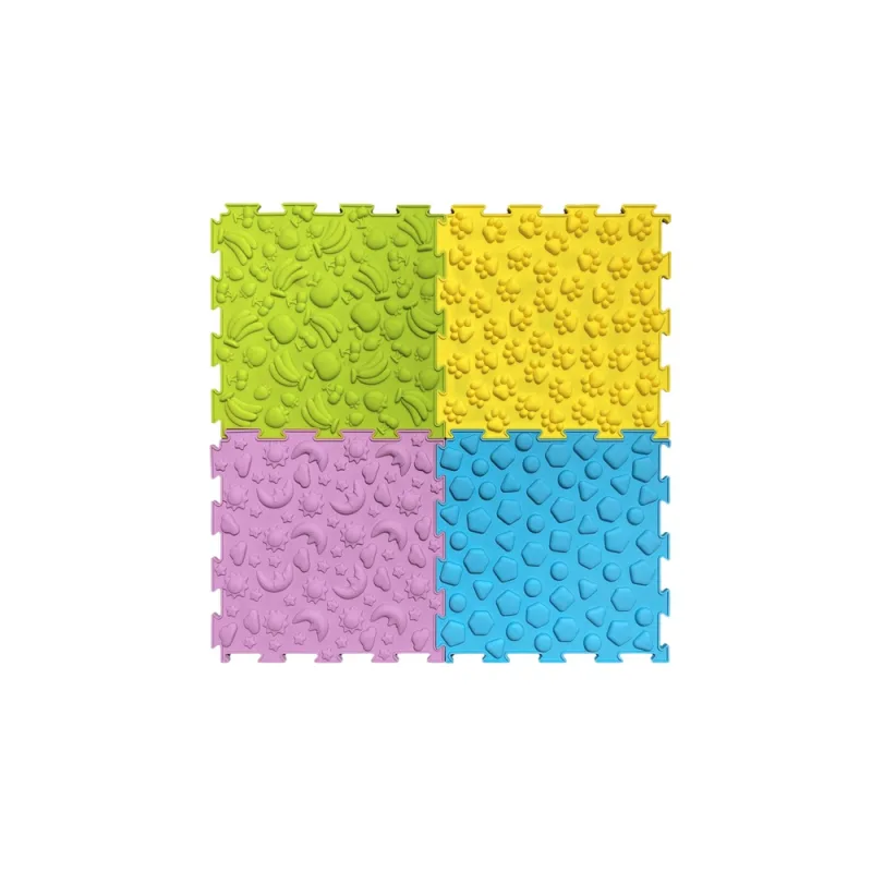 Jutiminis takelis - Dėlionė plytelės, įvairios tekstūros, spalvotos, 24,5 cm 10 vnt · 3
