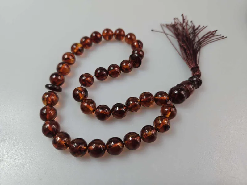 musulmoniškas gintarinis rožančius Tesbih amber beads
