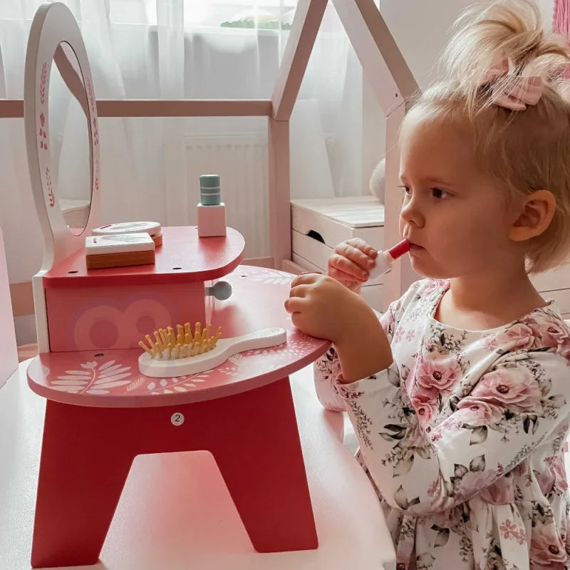 Medinis makiažo stalelis su veidrodžiu TOOKY TOY Rožinis · 3