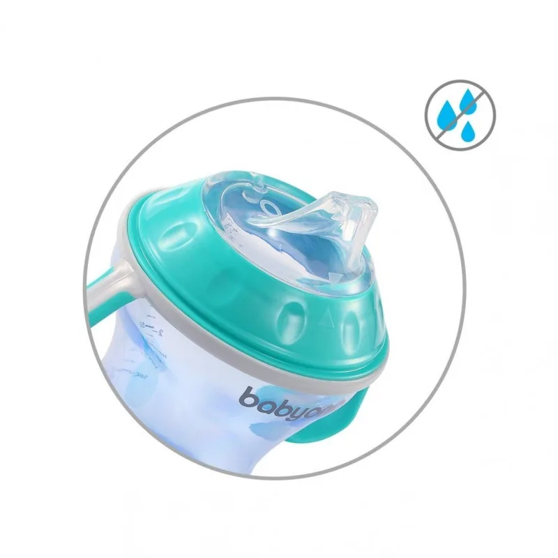BabyOno neišsiliejantis puodelis minkštu snapeliu NATURAL NURSING mėlynas 180 ml · 2