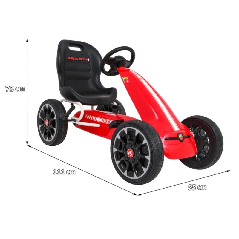 ABARTH pedalinis kartingas vaikams Raudonas + EVA ratai + Rankinis stabdis + Laisvasis ratas · 2