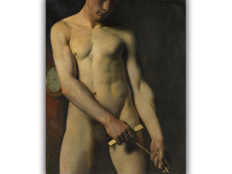 Reprodukcija „Nuogo vyro studija“, Pascal Adolphe Jean Dagnan Bouveret (1875)