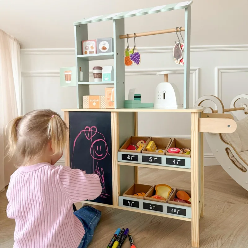 Didelė daugiafunkcinė parduotuvė WOOPIE GREEN 5in1 Prekybos centras Restoranas Kavinė Virtuvė 73 el. · 2