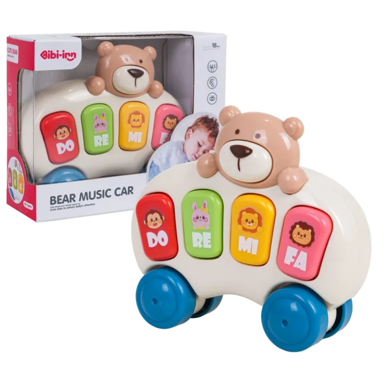 Pianinas su meškiuku ir ratukais, mažiausiems · 1