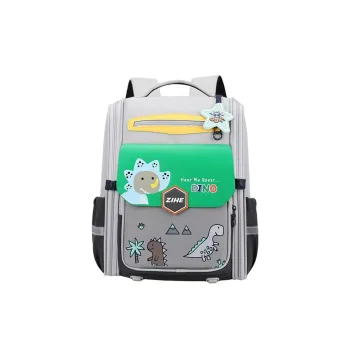 Mokyklinė kuprinė su dirželiu ant krūtinės Dinozaurai Grey Green 21L 39cm