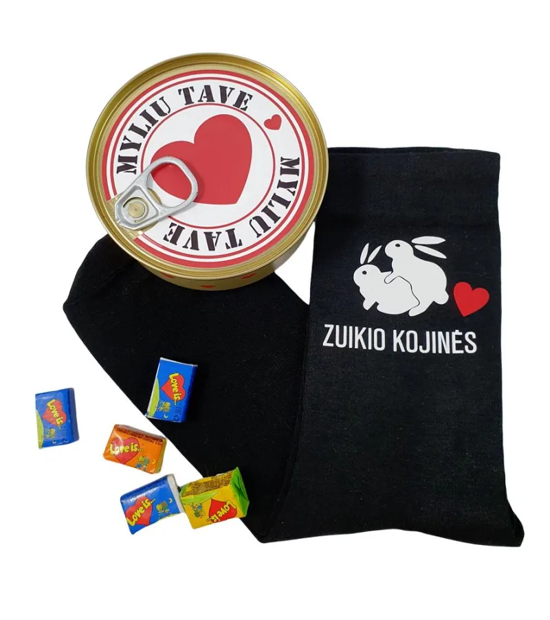 Dovana konservų skardinėje „MYLIU TAVE“
