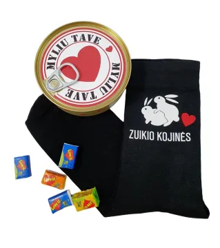Dovana konservų skardinėje „MYLIU TAVE“