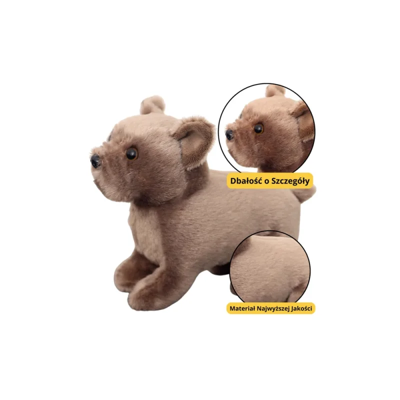 Pliušinis talismanas apkabina mažą šunį rudą 19cm · 1