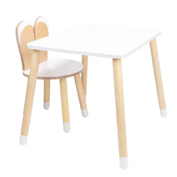 Zuikio stalo ir kedės komplektas - Balta