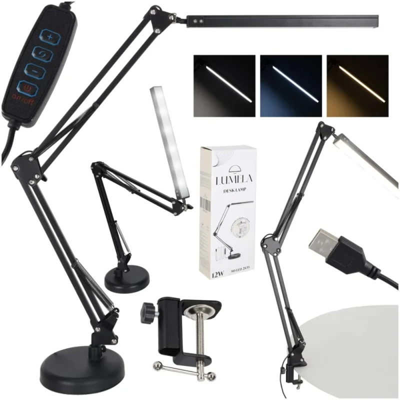 LED stalinis šviestuvas USB pasukama rankena 2 tvirtinimo būdai · 1