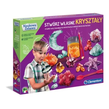 Mokslo įdomybių laboratorijos rinkinys Sukurk savo kristalus Lenkų kalba Clementoni 50069
