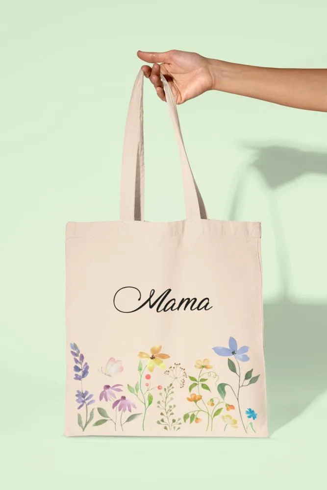 Pirkinių krepšelis su gėlėmis „Mama“