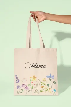 Pirkinių krepšelis su gėlėmis „Mama“