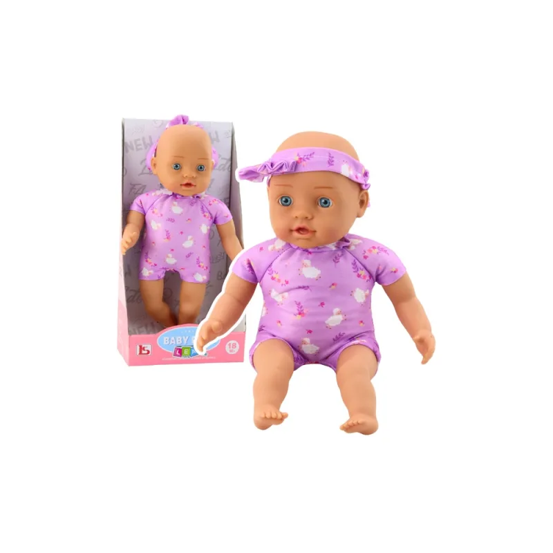 Lėlė kūdikis su violetiniu kostiumėliu Minkšta pilvo juosta su peteliške 31 cm · 1