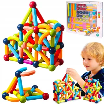 Magnetinis konstruktorius 3D, 80 detalių