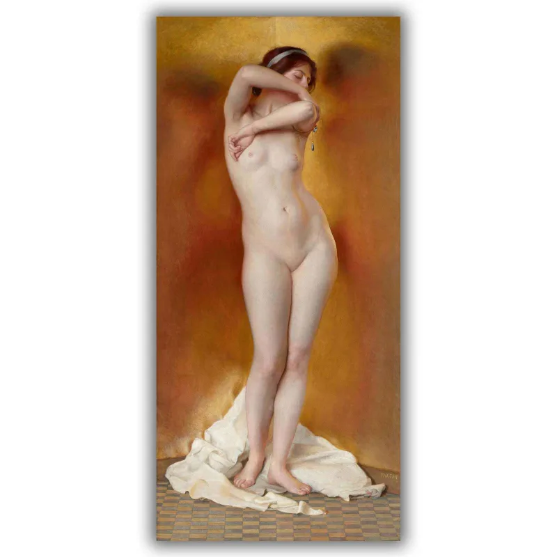 Reprodukcija „Aukso švytėjimas, perlų spindesys“, William McGregor Paxton (1906)