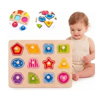 Tooky Toy medinė formų rūšiavimo dėlionė su rankenėlėmis
