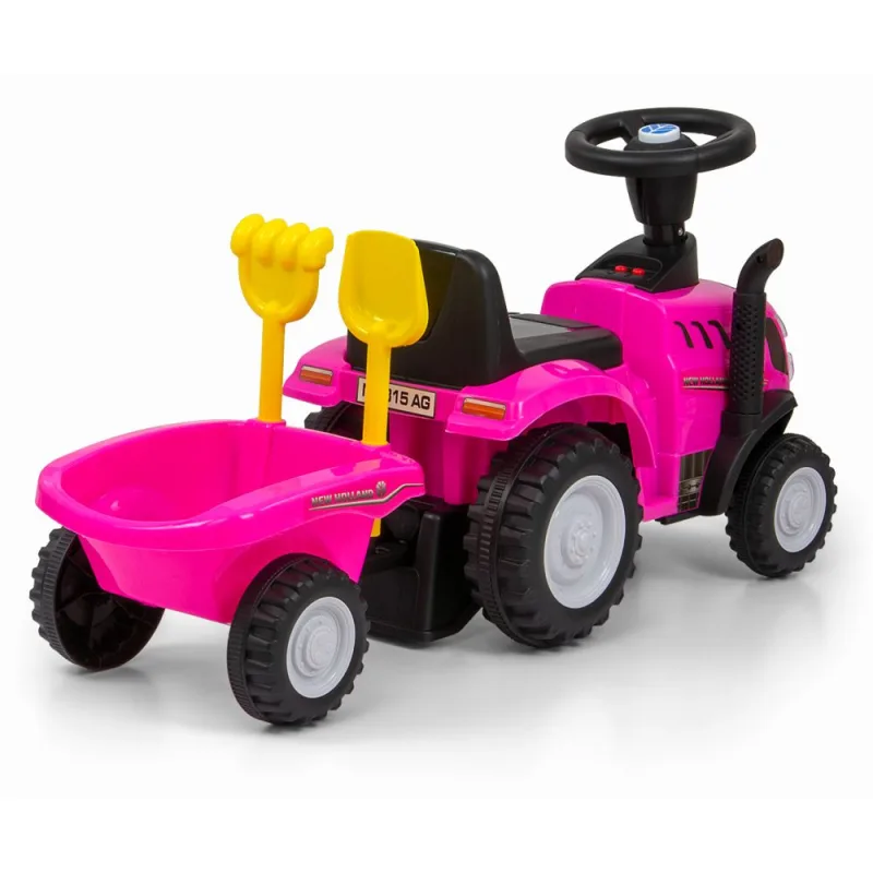 Paspiriamas traktorius su priekaba Milly Mally NEW HOLLAND T7 TRAKTOR, rožinis · 2