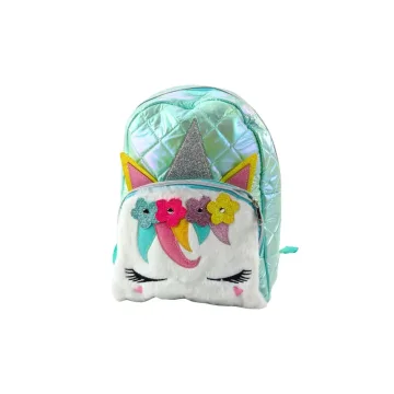 Dygsniuota mokyklinė kuprinė vaikams Unicorn Turquoise 32cm