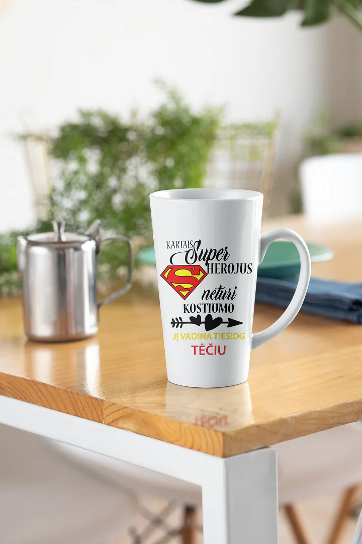 Latte puodelis „Super herojus TĖTIS“ (450ml)