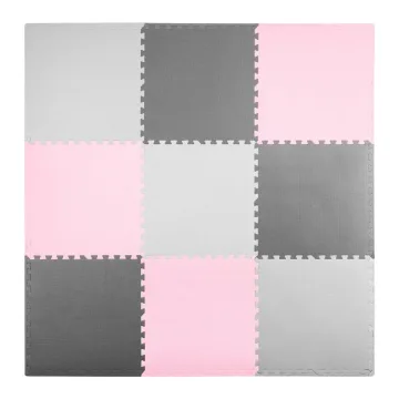 Didelis putplasčio dėlionės kilimėlis, pilkai rožinės spalvos, Ricokids, 180x180cm, 9 vnt.
