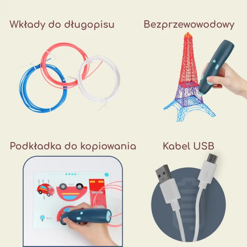3D rašiklis WOOPIE USB trimačių modelių kūrimui · 3