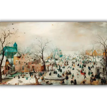Reprodukcija „Žiemos peizažas su čiuožėjais ant ledo“, Hendrick Avercamp (1608)