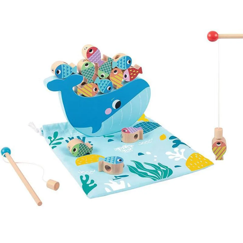TOOKY TOY medinis banginių ir žuvų žaidimas, daugiafunkcis, 4in1 · 1