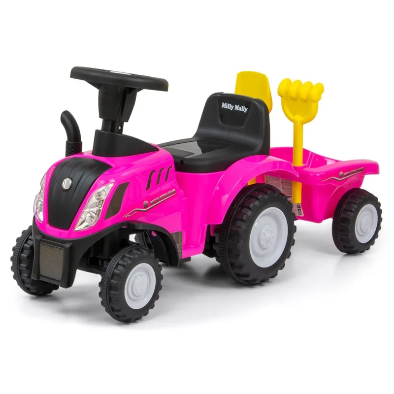 Paspiriamas traktorius su priekaba Milly Mally NEW HOLLAND T7 TRAKTOR, rožinis · 1